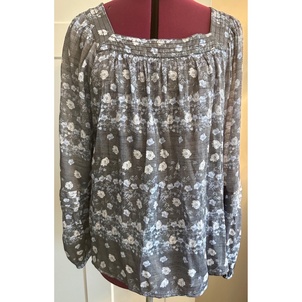 LC Lauren Conrad Women XL Floral Square Neck Long Sleeve Peasant Top/Fairy/Boho